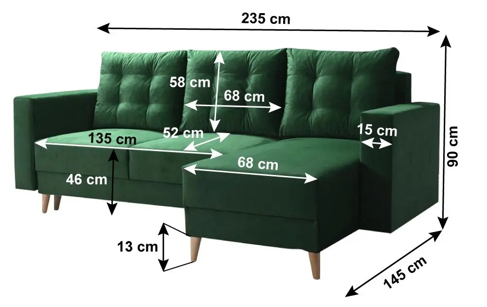 Canapea de colt Tempo Kondela Bleky Roh Right (Green)