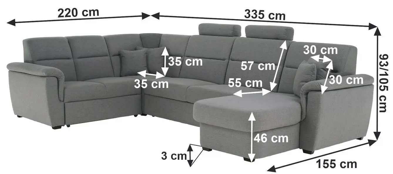 Canapea de colt Tempo Kondela Born U Right (Grey)