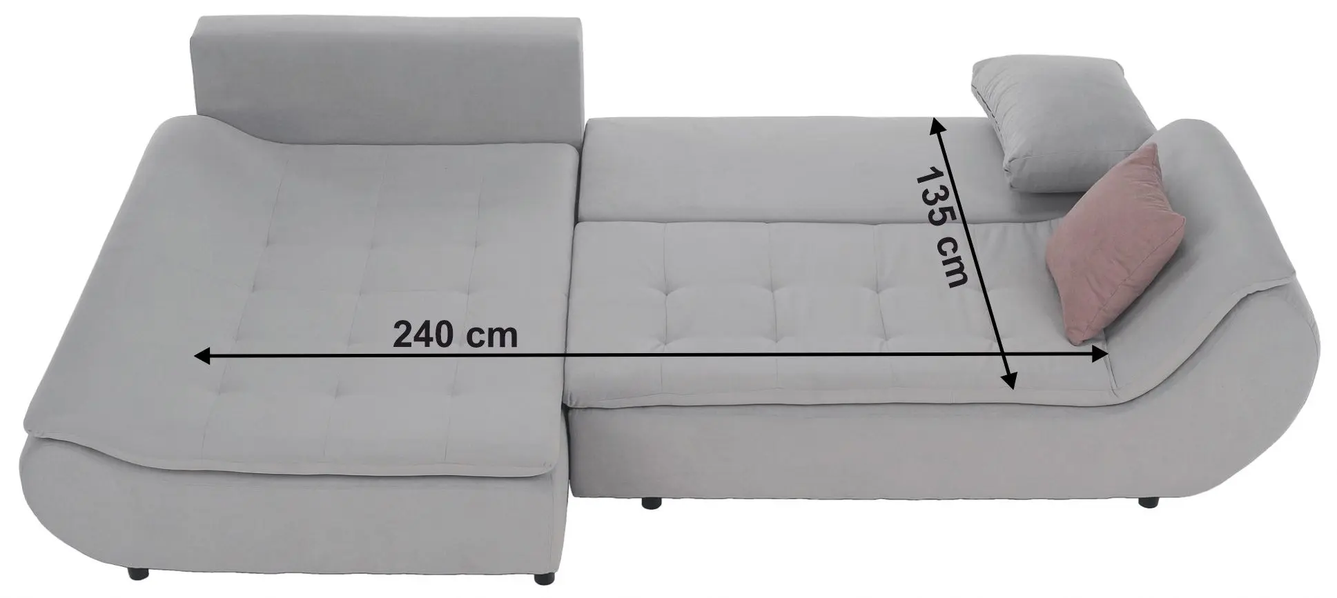 Canapea de colt Tempo Kondela Brato Left (Light Gray/Powdery Pink)