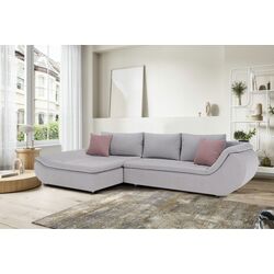 Canapea de colt Tempo Kondela Brato Left (Light Gray/Powdery Pink)