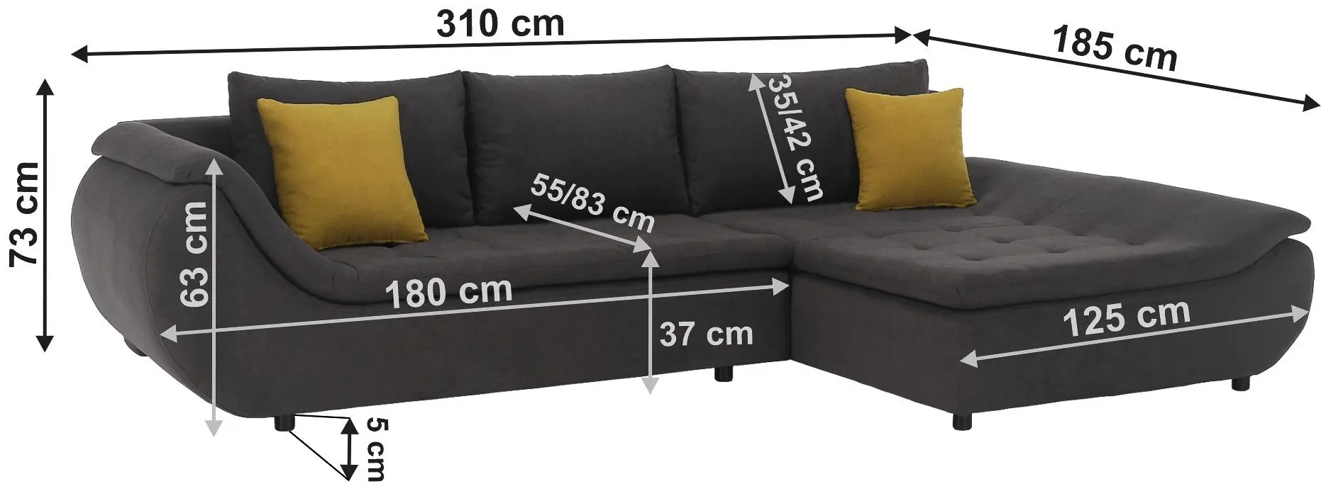 Canapea de colt Tempo Kondela Brato Right (Gray-Brown/Orange)