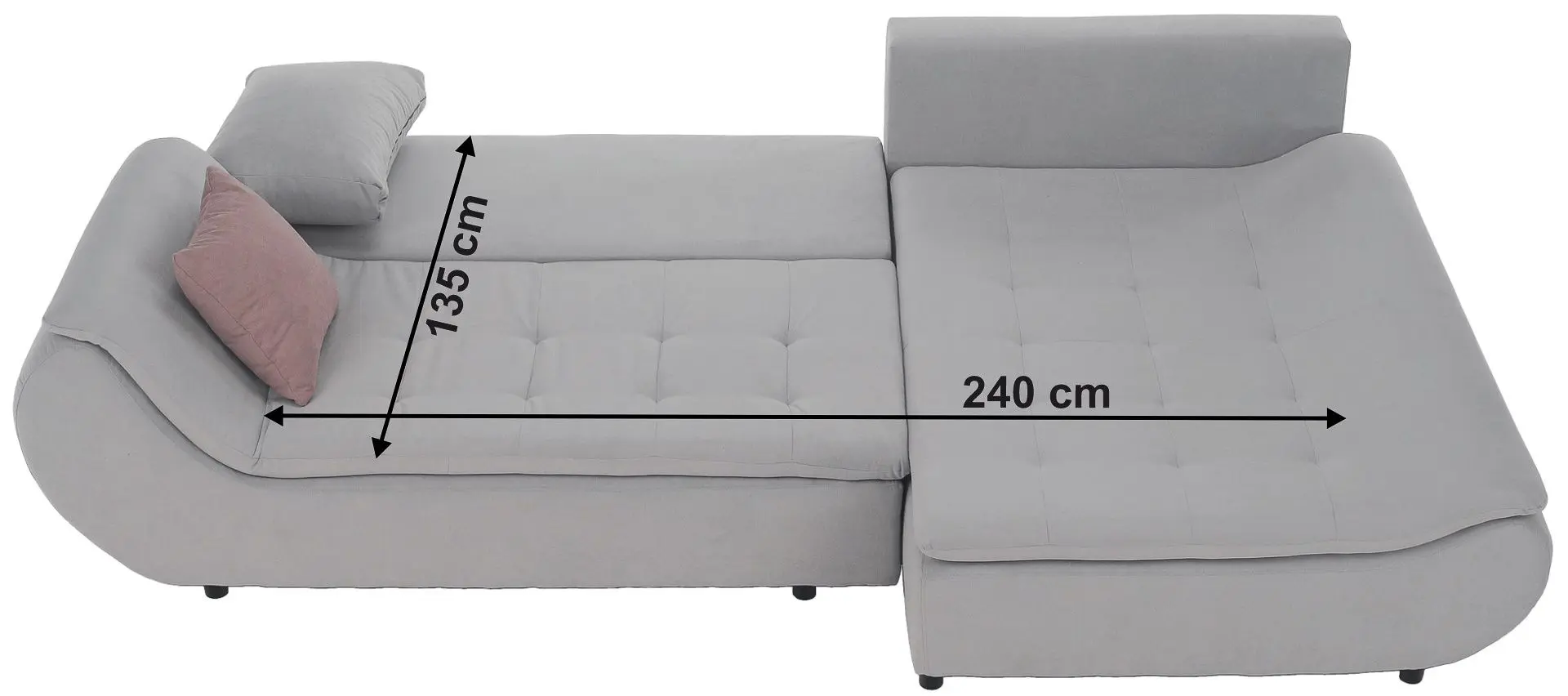 Canapea de colt Tempo Kondela Brato Right (Light Gray/Powdery Pink)