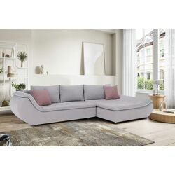 Canapea de colt Tempo Kondela Brato Right (Light Gray/Powdery Pink)