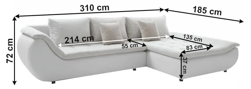 Диван угловой Tempo Kondela Brato Right (White/Light Gray/Powdery Pink) - 3
