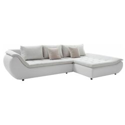 Canapea de colt Tempo Kondela Brato Right (White/Light Gray/Powdery Pink)