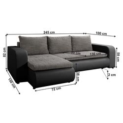 Canapea de colt Tempo Kondela Buran Roh Left (Black/Gray) Thumb