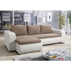 Canapea de colt Tempo Kondela Buran Roh Left (White/Brown)