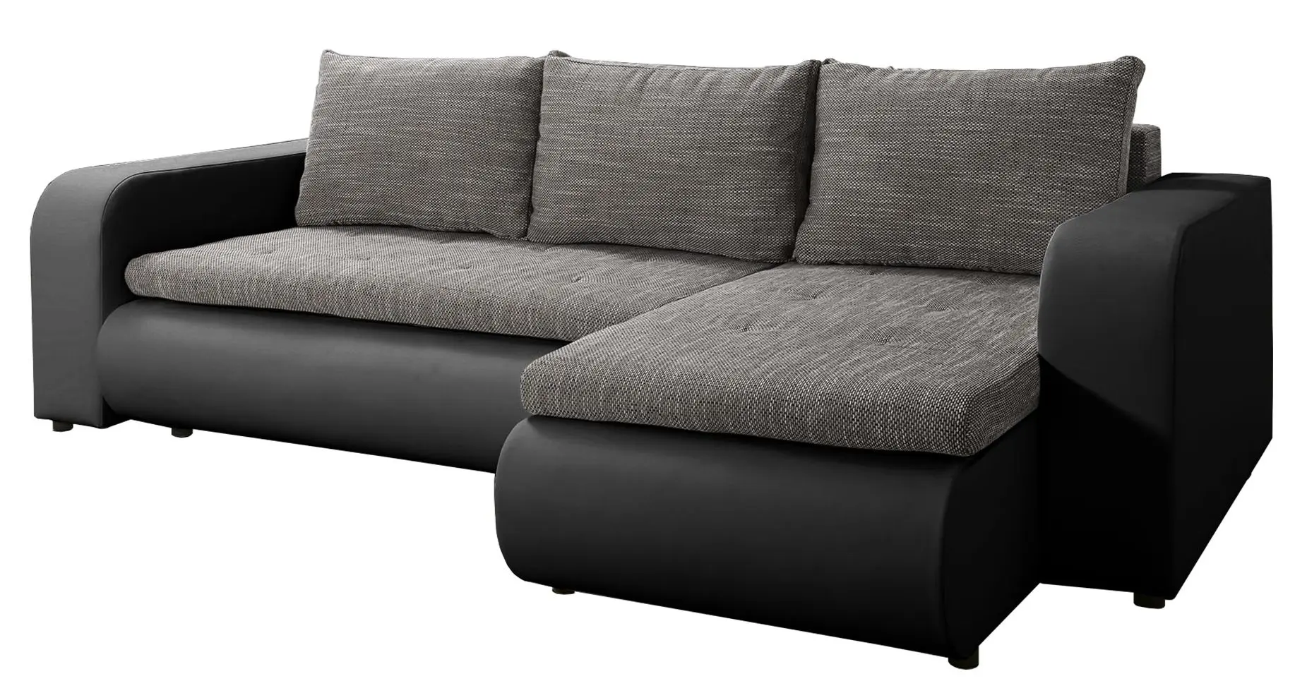 Canapea de colt Tempo Kondela Buran Roh Right (Black/Gray)