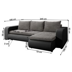 Canapea de colt Tempo Kondela Buran Roh Right (Black/Gray) Thumb