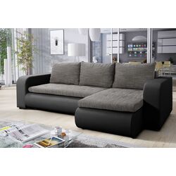 Canapea de colt Tempo Kondela Buran Roh Right (Black/Gray)