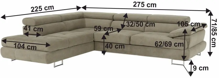 Canapea de colt Tempo Kondela Buton P Soro 13 Left (Light Brown)