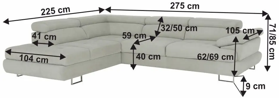 Canapea de colt Tempo Kondela Buton P Soro 83 Left (Light Gray)