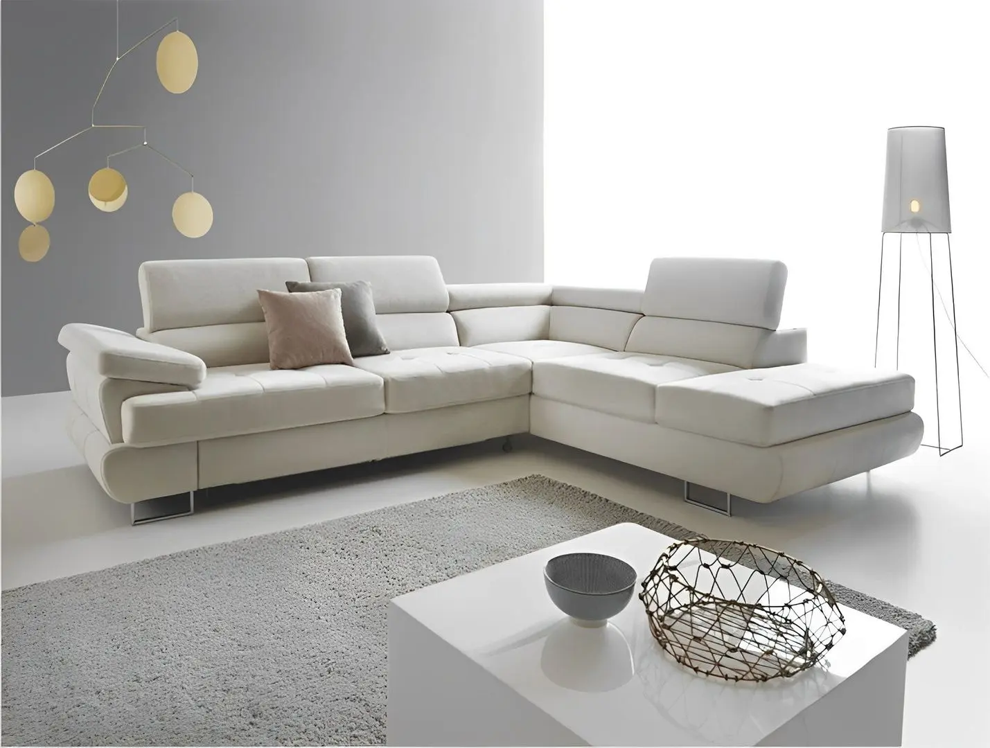 Canapea de colt Tempo Kondela Buton P Soro 83 Right (Light Gray)