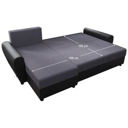 Диван угловой Tempo Kondela Dakar Roh L (Grey/Black) Thumb