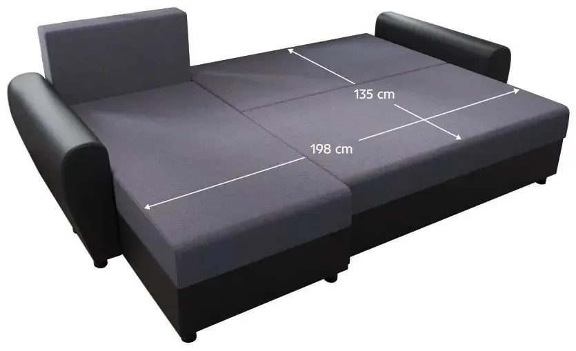 Диван угловой Tempo Kondela Dakar Roh L (Grey/Black) - 3
