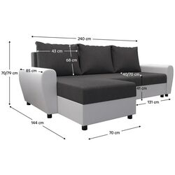 Диван угловой Tempo Kondela Dakar Roh L (Grey/White) Thumb