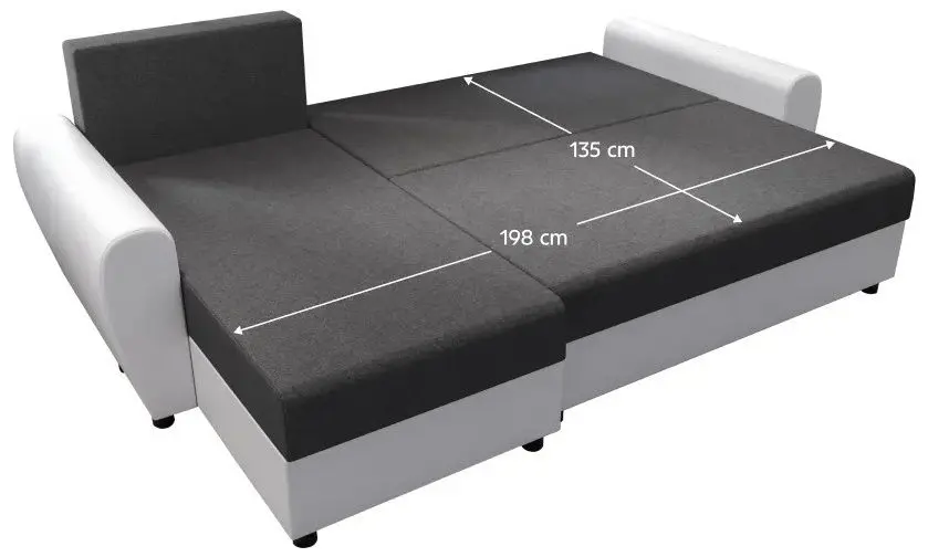 Диван угловой Tempo Kondela Dakar Roh L (Grey/White) - 3
