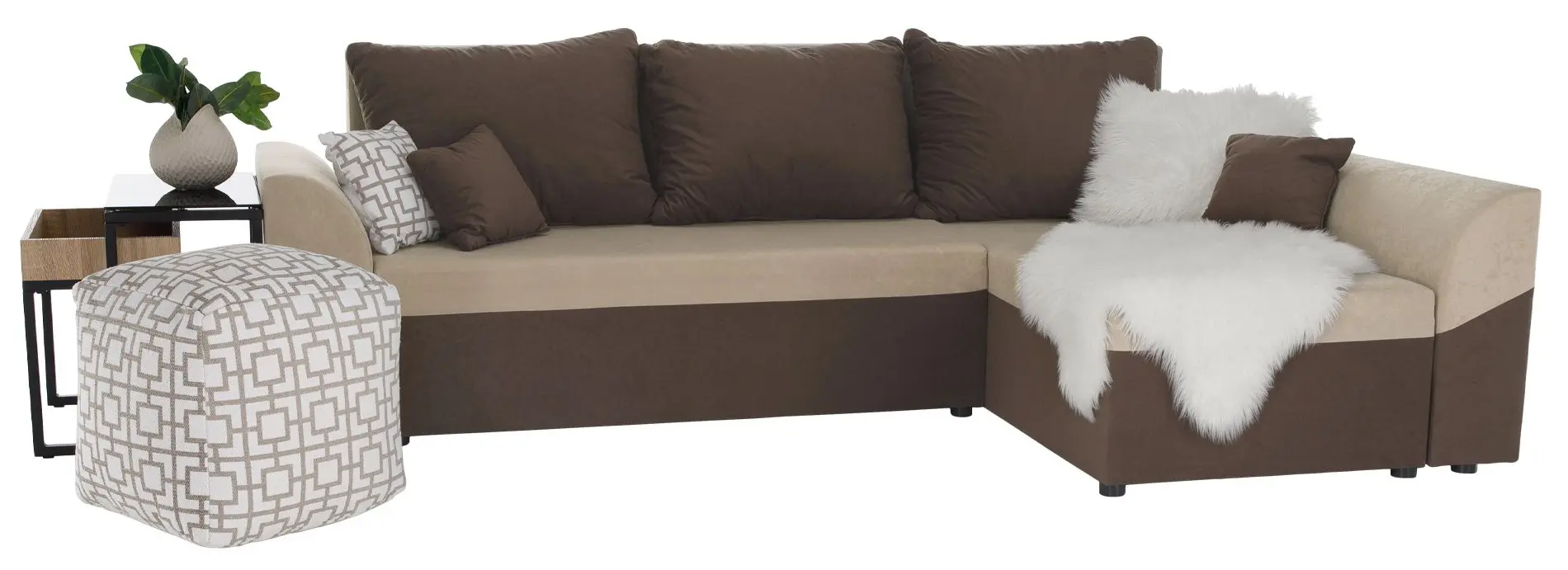Диван угловой Tempo Kondela Desny (Brown/Beige) - 12