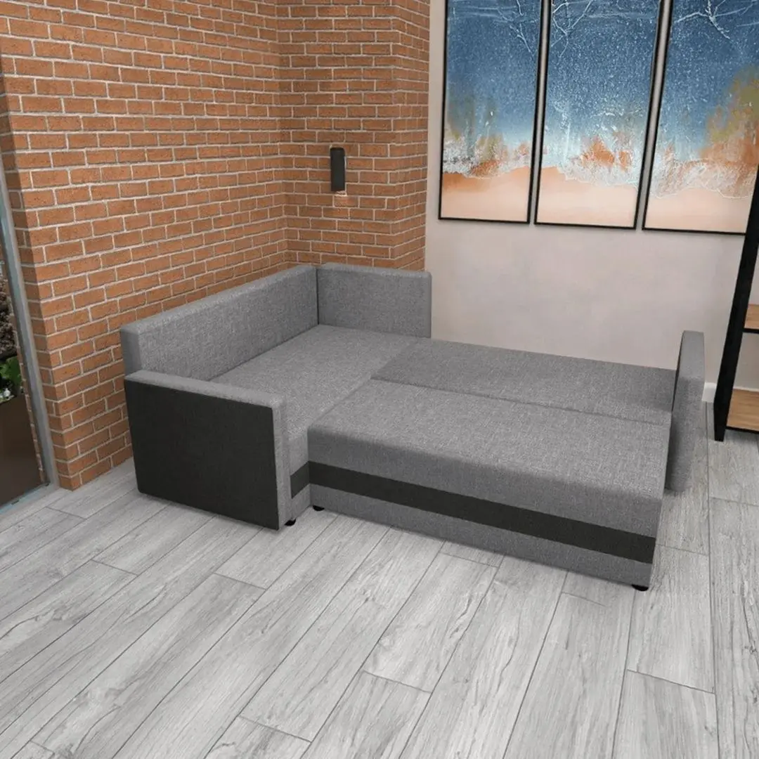 Диван угловой Tempo Kondela Dina L Roh Sawana 14/21 (Black/Grey)