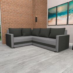 Диван угловой Tempo Kondela Dina L Roh Sawana 14/21 (Black/Grey)