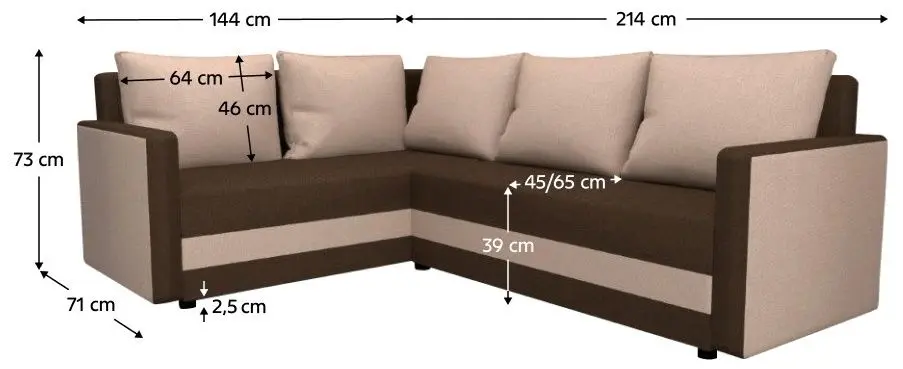 Canapea de colt Tempo Kondela Dina L Roh Sawana 15/16 (Beige/Brown) - 3