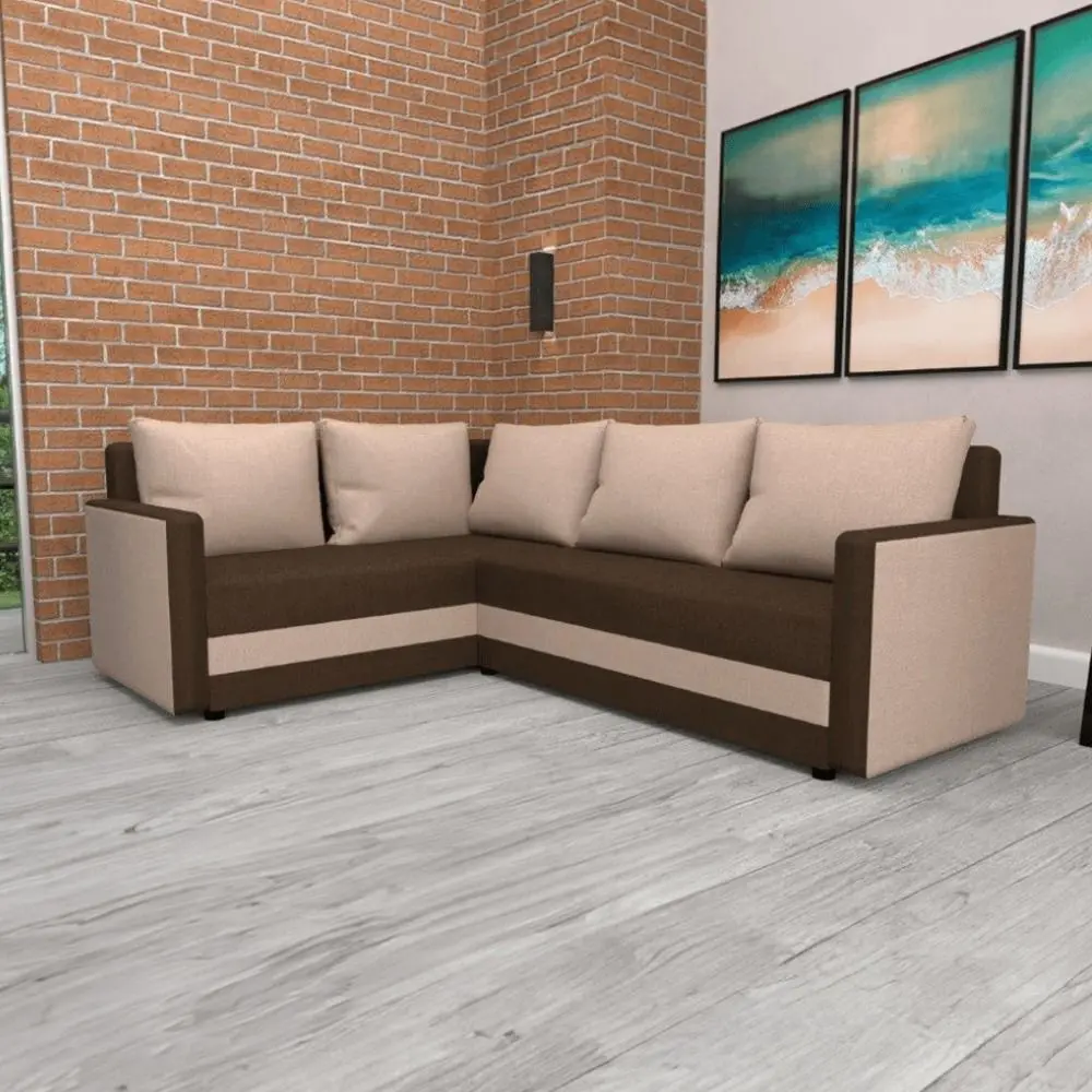 Canapea de colt Tempo Kondela Dina L Roh Sawana 15/16 (Beige/Brown)