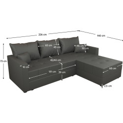 Canapea de colt Tempo Kondela Duan Roh Right (Gray) Thumb