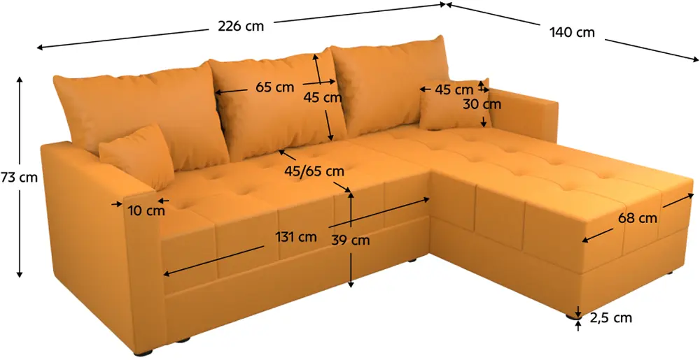 Диван угловой Tempo Kondela Duan Roh Right (Mustard)
