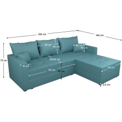 Диван угловой Tempo Kondela Duan Roh Right (Petrol) Thumb