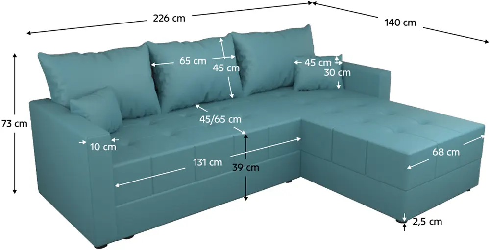 Диван угловой Tempo Kondela Duan Roh Right (Petrol)