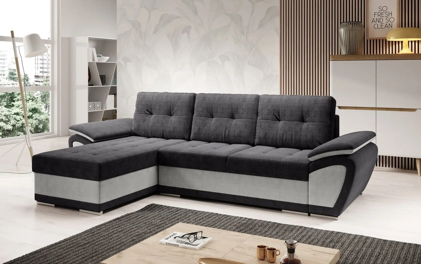 Canapea de colt Tempo Kondela Enif Roh Left (Light Gray/Dark Gray)