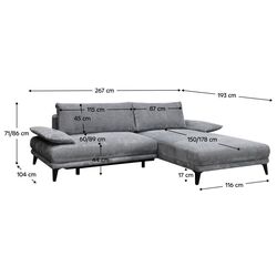 Canapea de colt Tempo Kondela Erin Right (Grey) Thumb