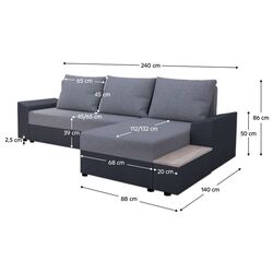 Диван угловой Tempo Kondela Fergus (Dark Grey/Grey) Thumb