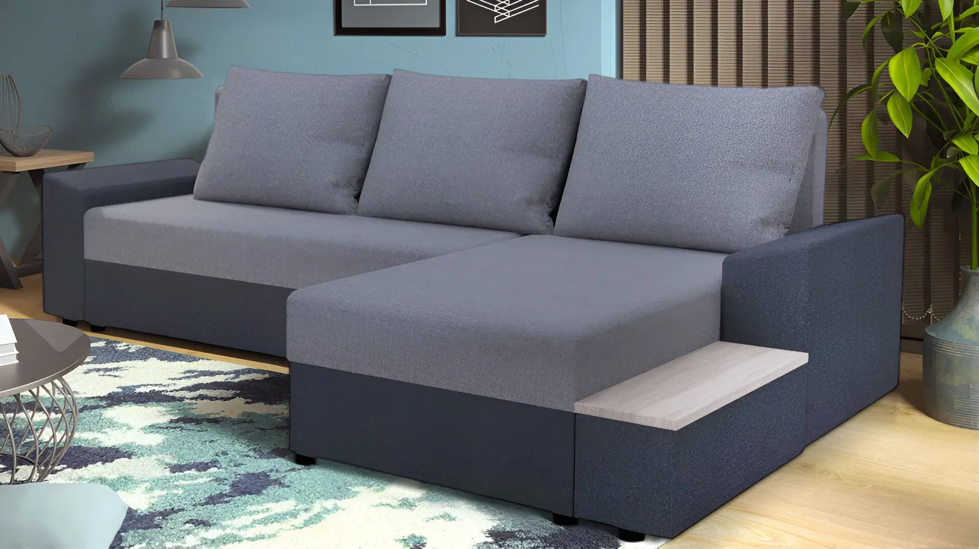 Диван угловой Tempo Kondela Fergus (Dark Grey/Grey)