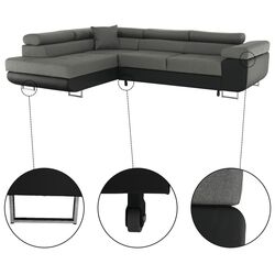 Диван угловой Tempo Kondela Gelan New Left (Black/Gray) Thumb