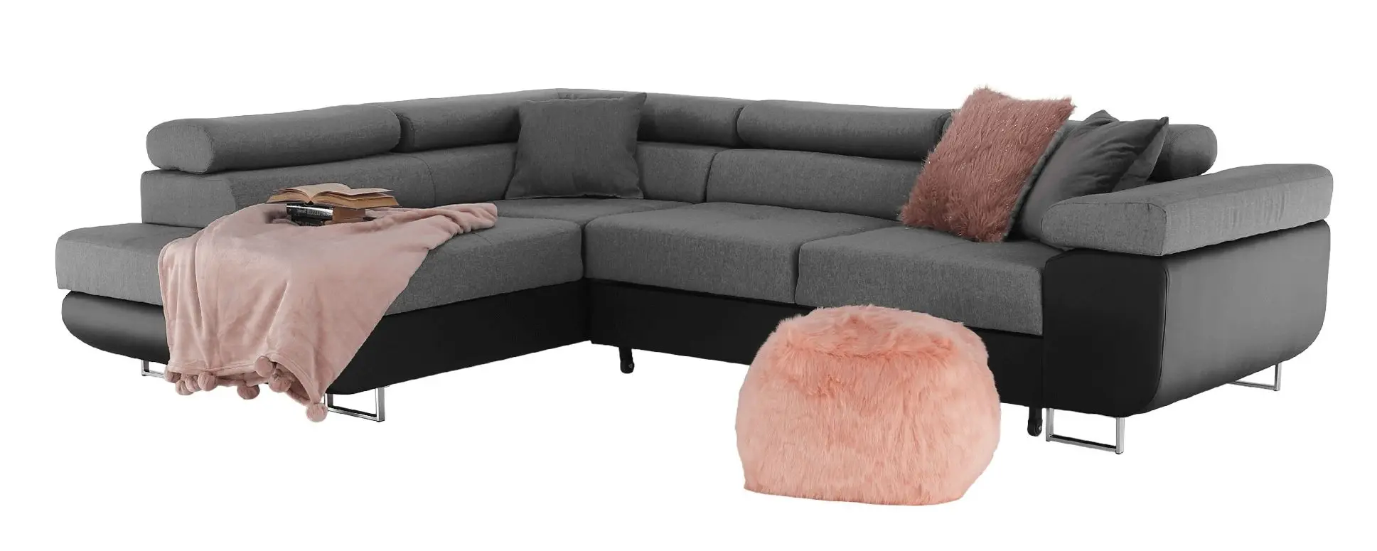Диван угловой Tempo Kondela Gelan New Left (Black/Gray) - 5