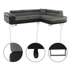 Диван угловой Tempo Kondela Gelan New Right (Black/Gray) Thumb