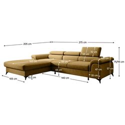 Диван угловой Tempo Kondela Horty Left (Mustard) Thumb