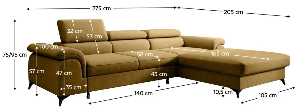 Canapea de colt Tempo Kondela Horty Right (Mustard)