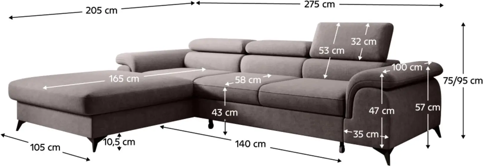 Диван угловой Tempo Kondela Horty Roh Left Whisper 04 (Brown)