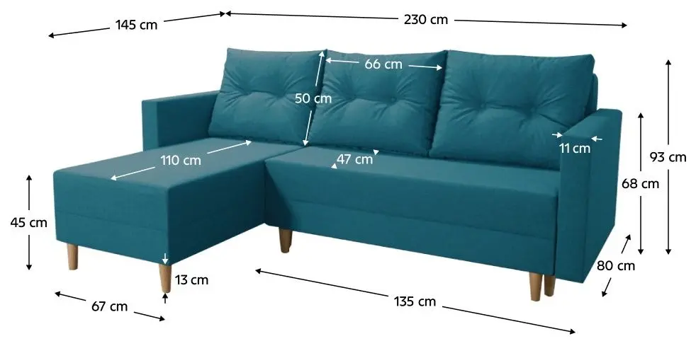 Диван угловой Tempo Kondela Izmin Left (Turquoise) - 2