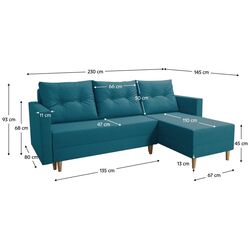 Canapea de colt Tempo Kondela Izmin Right (Turquoise) Thumb
