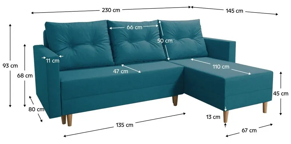 Canapea de colt Tempo Kondela Izmin Right (Turquoise) - 2