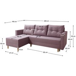 Canapea de colt Tempo Kondela Izmin Roh Left (Antique Pink) Thumb