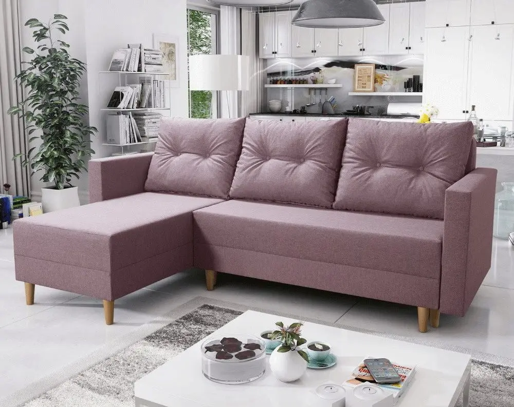 Canapea de colt Tempo Kondela Izmin Roh Left (Antique Pink)