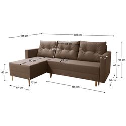 Canapea de colt Tempo Kondela Izmin Roh Left (Brown) Thumb