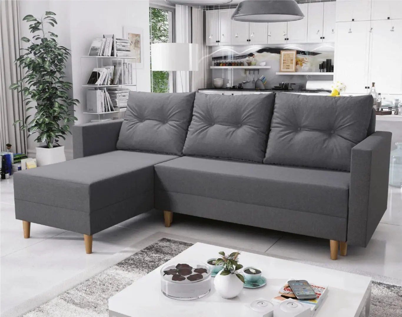 Canapea de colt Tempo Kondela Izmin Roh Left Sawana 05 (Grey)