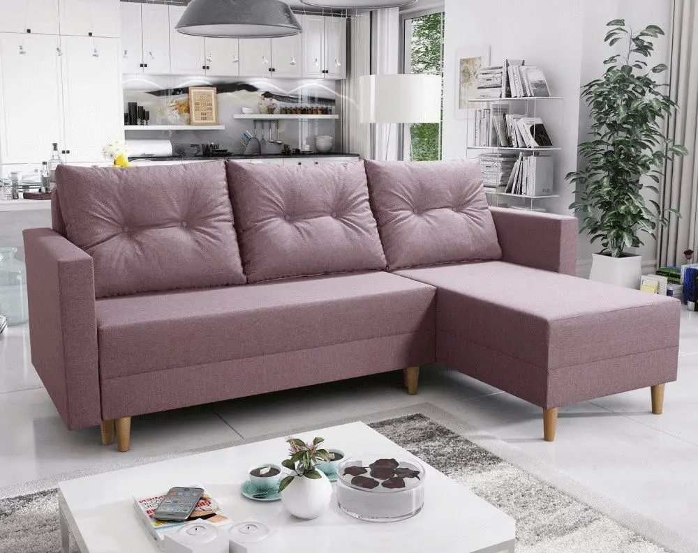 Canapea de colt Tempo Kondela Izmin Roh Right (Antique Pink)
