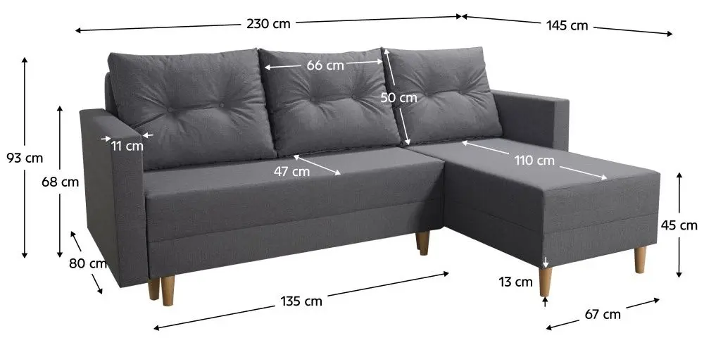 Canapea de colt Tempo Kondela Izmin Roh Right (Grey) - 2