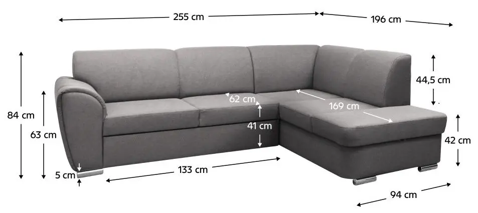 Canapea de colt Tempo Kondela Kenai Right (Grey)